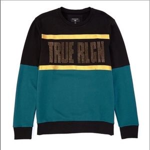 True Religion Crystal Letters Crewneck Sweaters